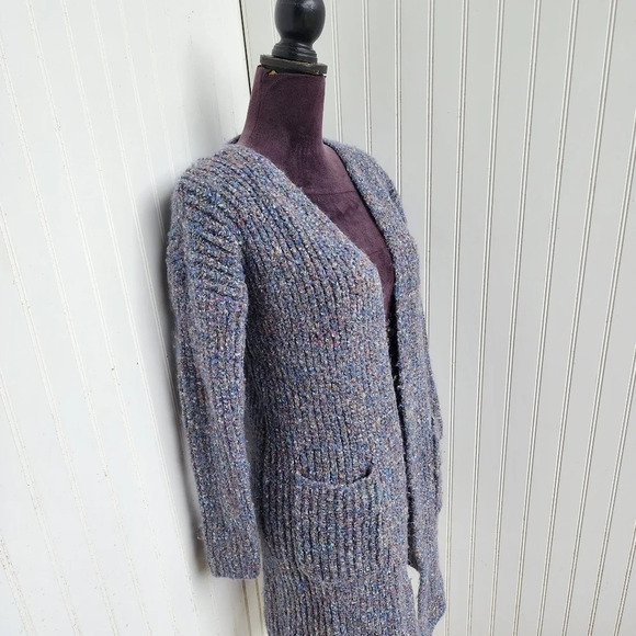 Universal Thread Gray Multicolor Open-Front Cardigan Women's Chunky Warm Wool XS - Picture 3 of 11